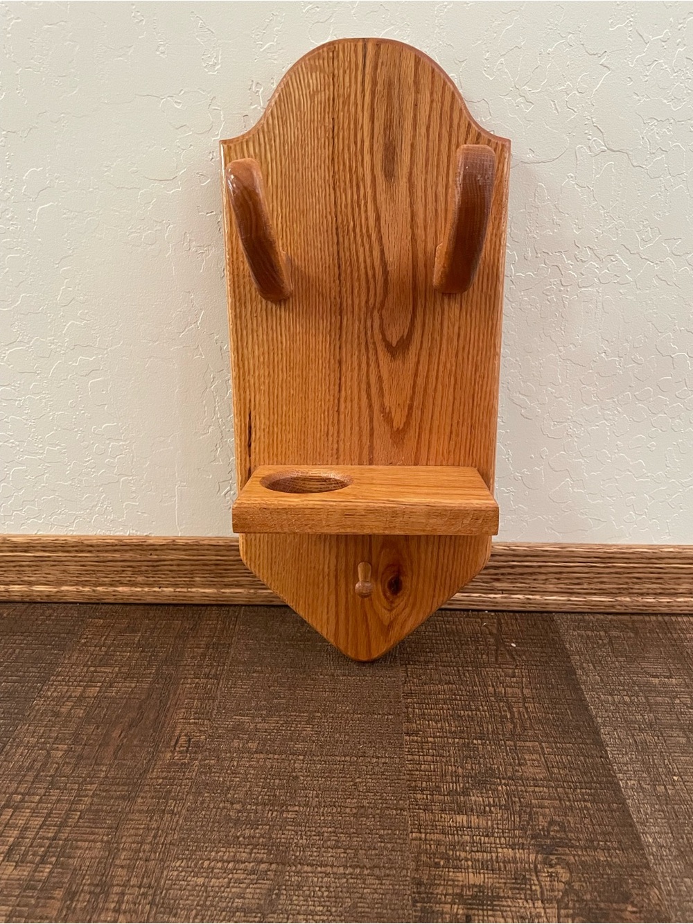 Vintage Wooden Wall Mounted Bathroom Caddy in Natural Oak Finish